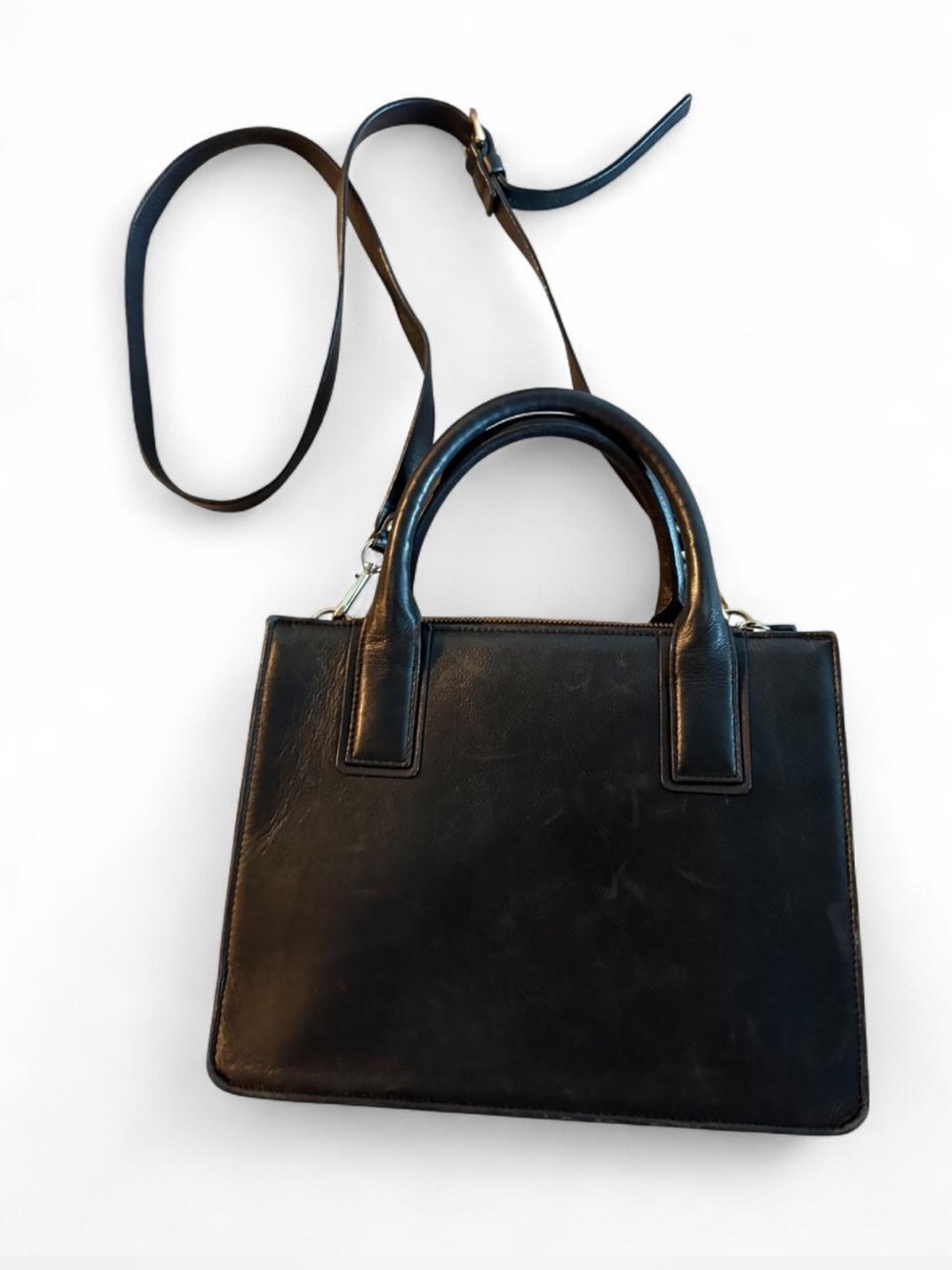 Nordstrom Classic Black Leather Top-Handle Crossbody Bag